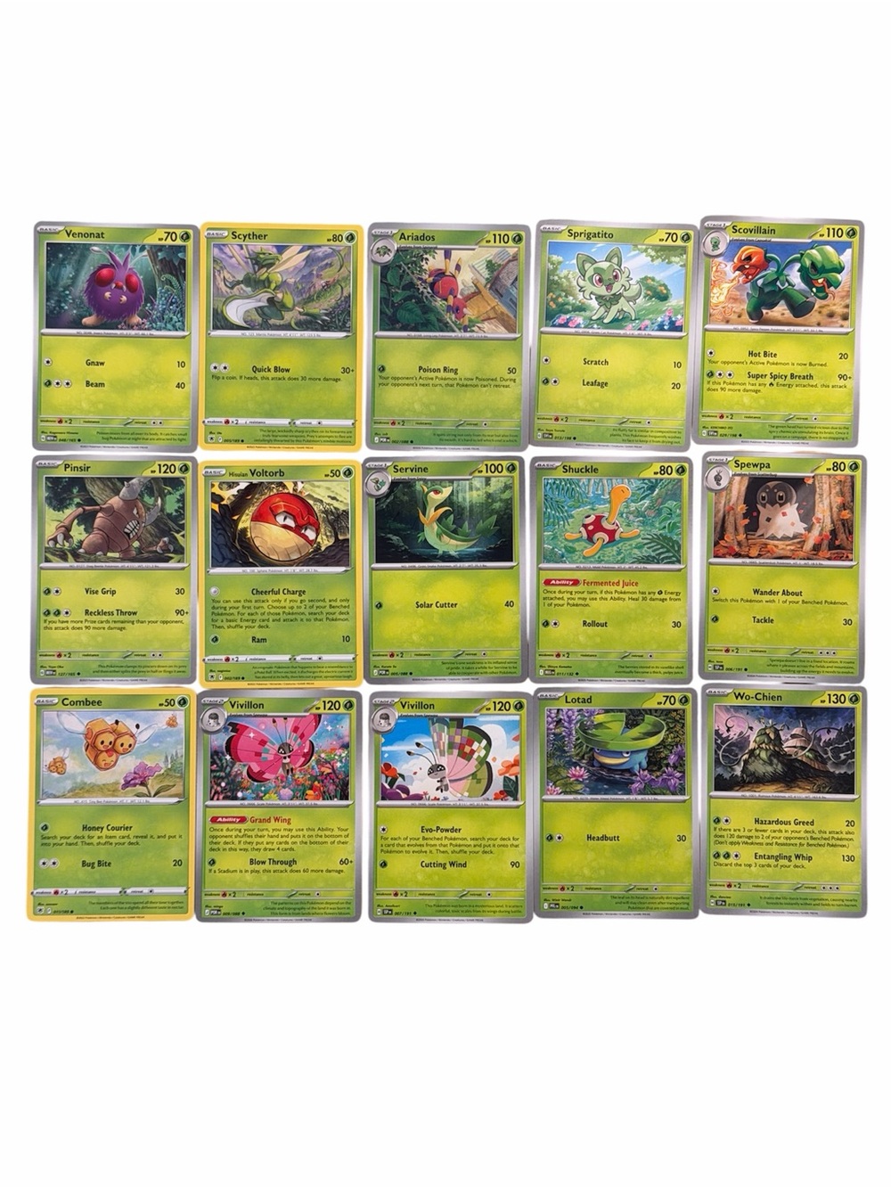 Lot of 15 grass type Pokemon cards - Bundle and Save